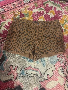 Abercrombie & Fitch Brown Leopard-Print Denim Cutoff Shorts